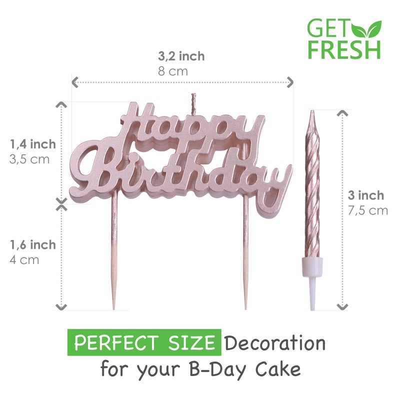 GET FRESH Rose Gold Birthday Cake Candles 10-Pack Spiral and Happy Birthday Cake Toppers Elegant Bday and Letter Cake Decoration - Image 2